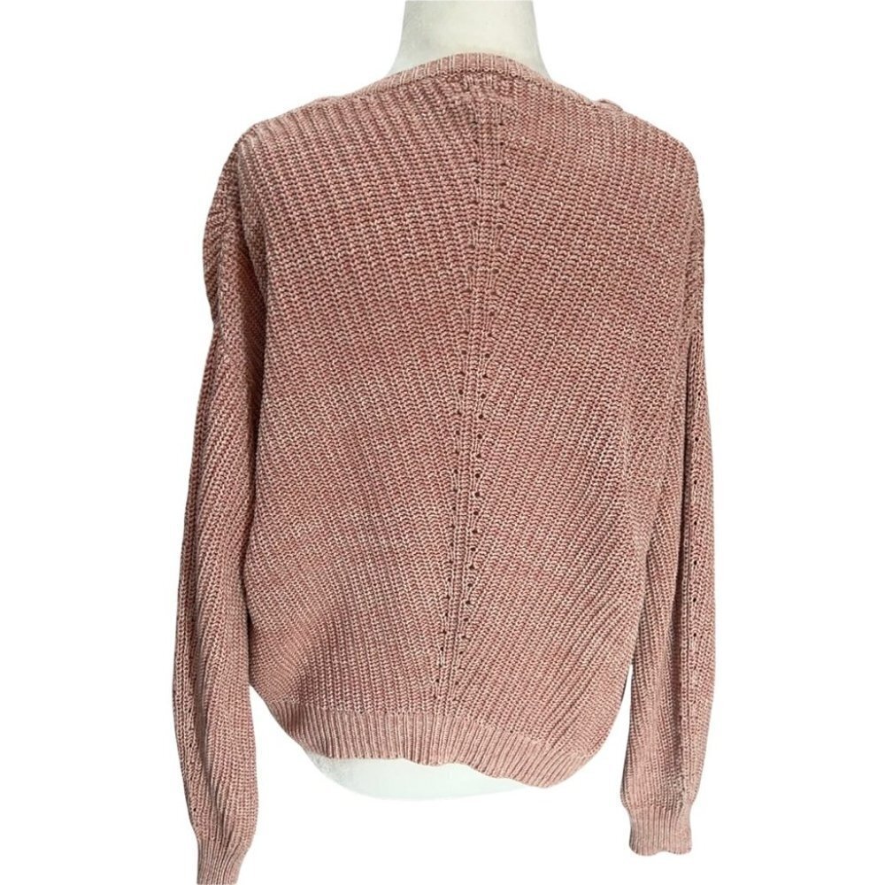 line the Label Drop Shoulder 100% Cotton Pink Pullover Sweater Size XS - Picture 4 of 9